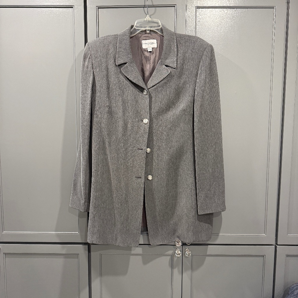 Emanuel, long grey jacket/blazer, vintage size 16